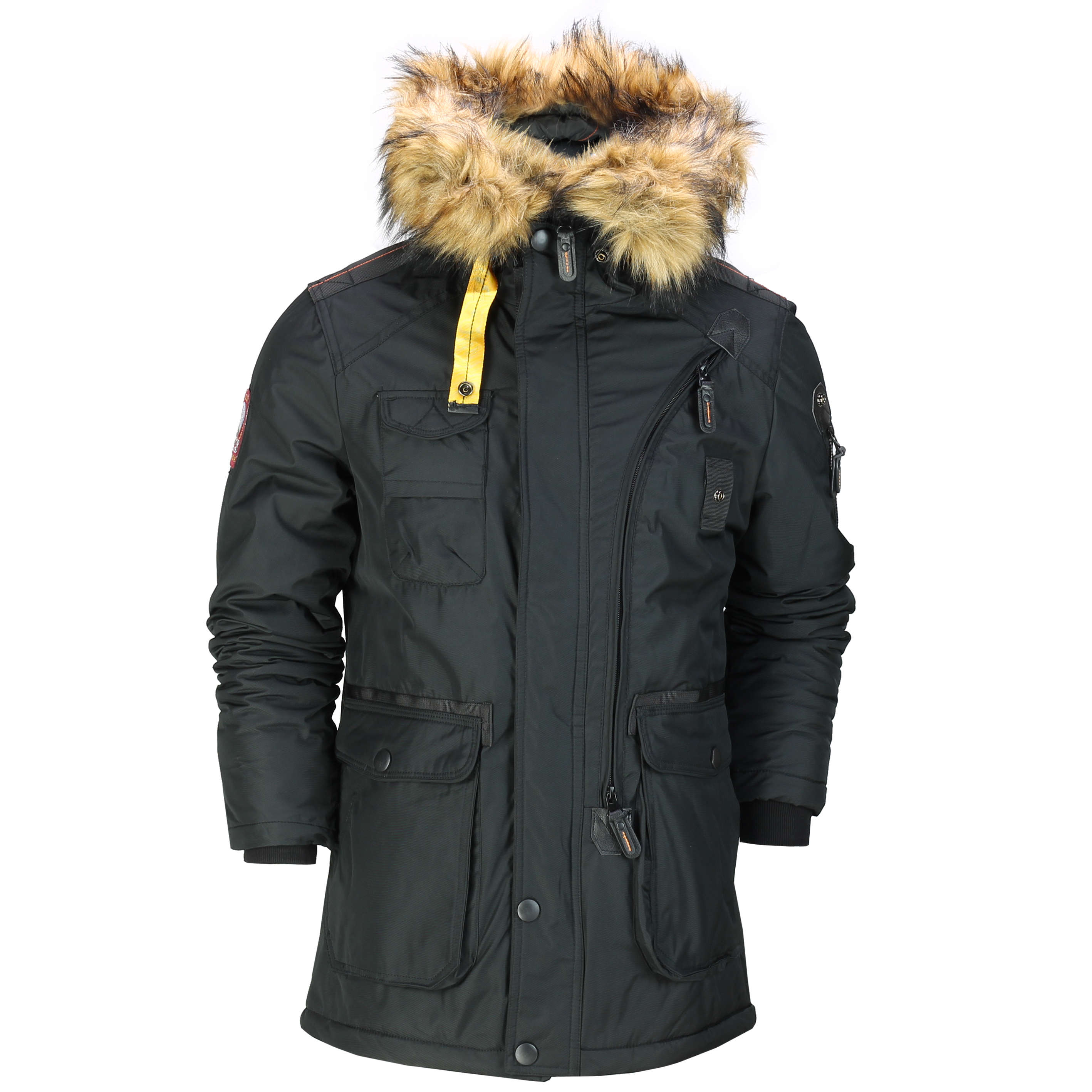 Mens Padded Heavy Weight Warm Winter Jacket Classic Parka Coat Fur Trim 